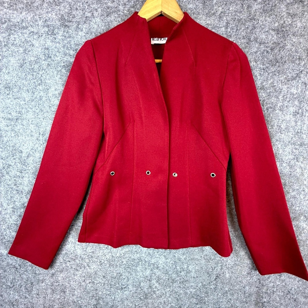 Koji Yohji Blazer Jacket Womens 3‎ Red Office Chic Formal Business Career Sleek
